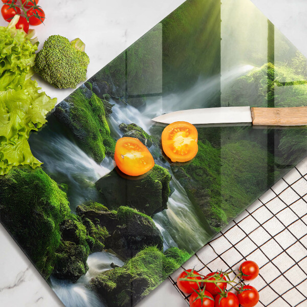 Skleněná krájecí deska Vodopád v džungli