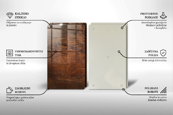 Skleněná krájecí deska Deska z tmavého dřeva