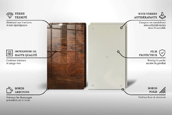 Skleněná krájecí deska Deska z tmavého dřeva