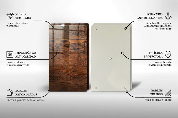 Skleněná krájecí deska Deska z tmavého dřeva