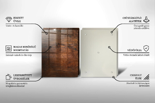 Skleněná krájecí deska Deska z tmavého dřeva