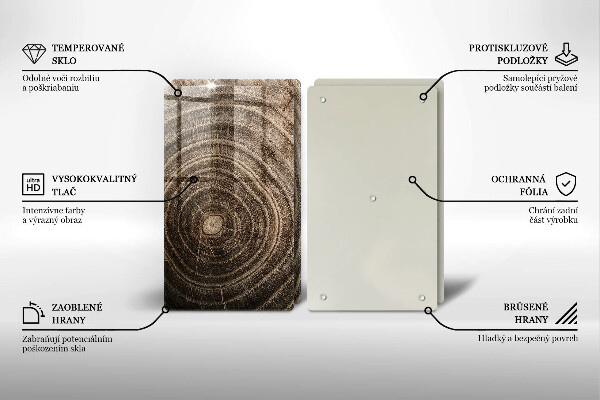 Skleněná krájecí deska Dřevěné kroužky