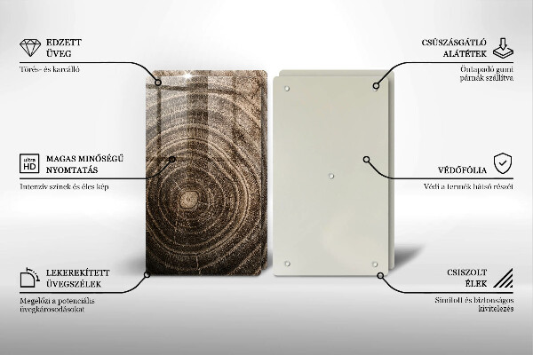 Skleněná krájecí deska Dřevěné kroužky