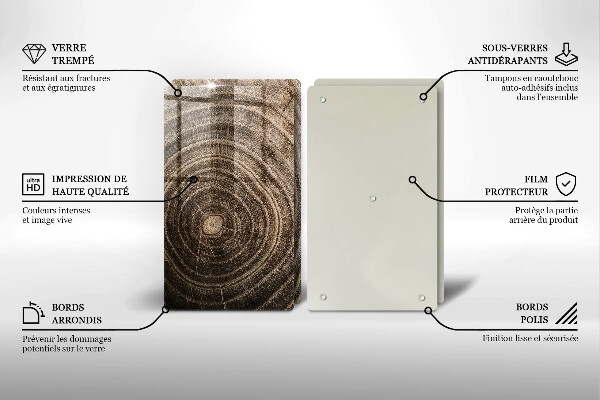 Skleněná krájecí deska Dřevěné kroužky