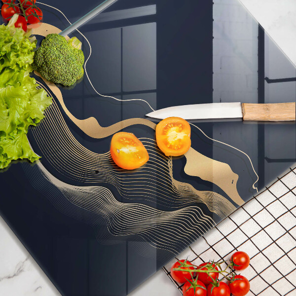 Skleněná krájecí deska Abstraktní zlaté čáry