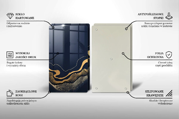 Skleněná krájecí deska Abstraktní zlaté čáry