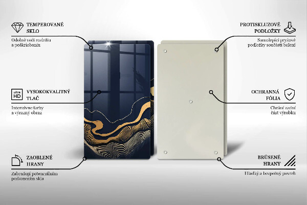 Skleněná krájecí deska Abstraktní zlaté čáry