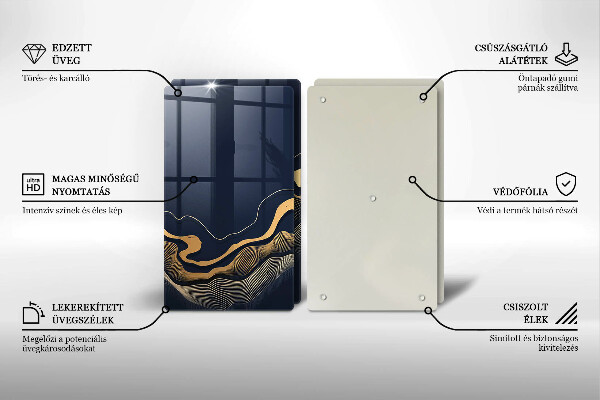 Skleněná krájecí deska Abstraktní zlaté čáry