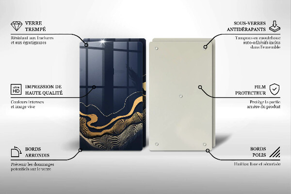 Skleněná krájecí deska Abstraktní zlaté čáry