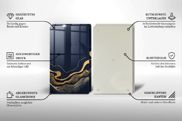 Skleněná krájecí deska Abstraktní zlaté čáry