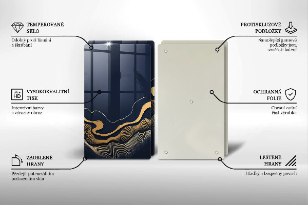 Skleněná krájecí deska Abstraktní zlaté čáry