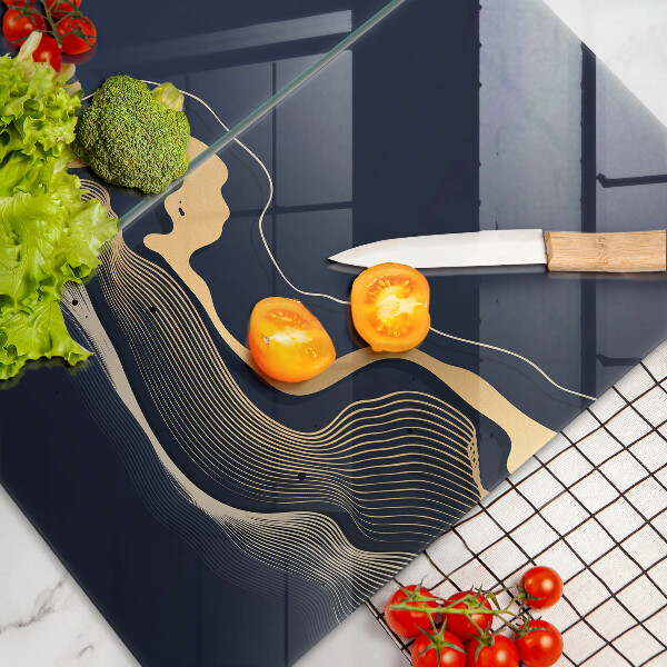 Skleněná krájecí deska Abstraktní zlaté čáry