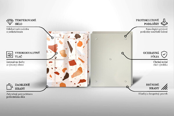 Skleněné krájecí prkénko Dekorativní kamenina