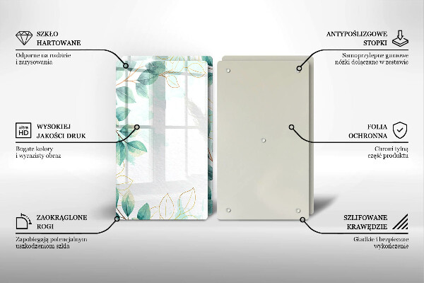 Skleněná krájecí deska Malované listy