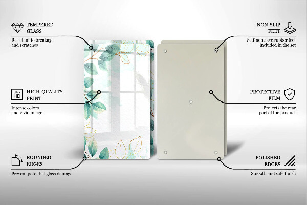 Skleněná krájecí deska Malované listy