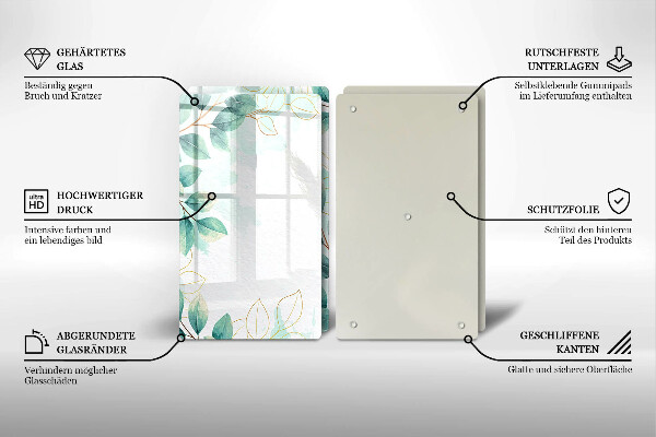 Skleněná krájecí deska Malované listy