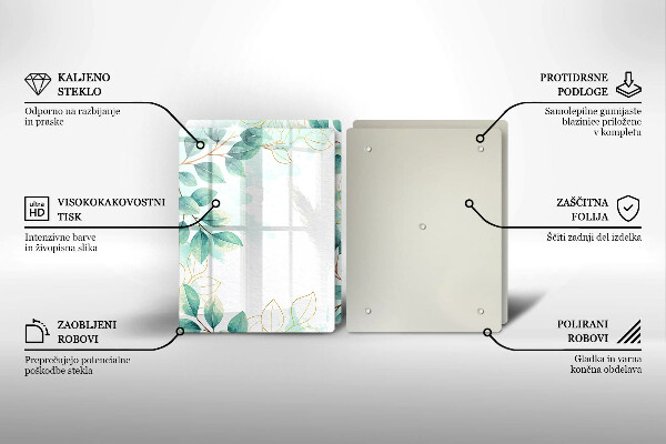 Skleněná krájecí deska Malované listy