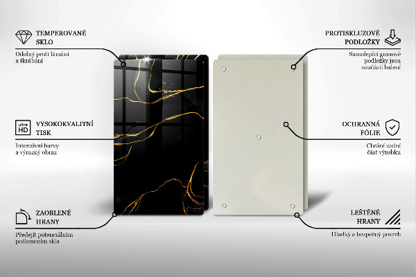 Skleněná krájecí deska Černý mramor