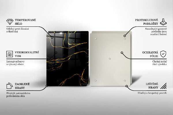 Skleněná krájecí deska Černý mramor