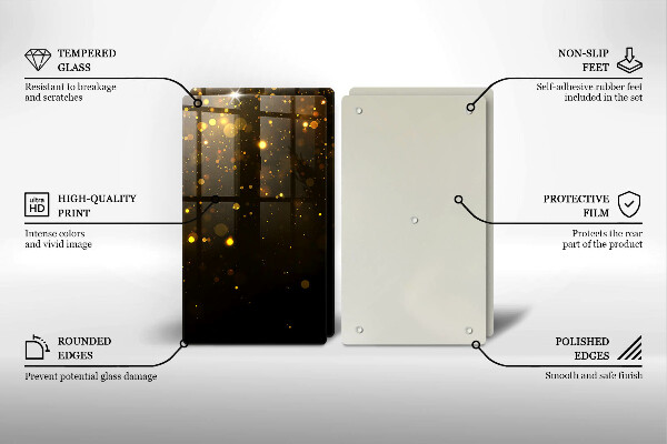 Skleněné krájecí prkénko Zlaté třpytky