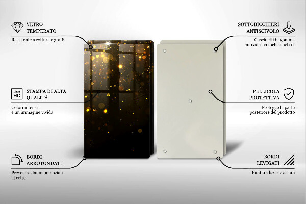 Skleněné krájecí prkénko Zlaté třpytky