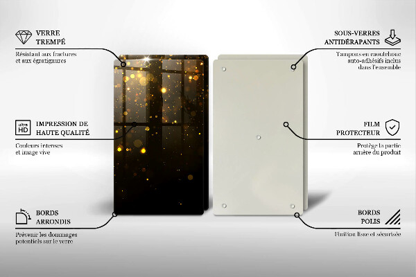 Skleněné krájecí prkénko Zlaté třpytky