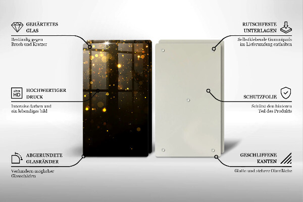 Skleněné krájecí prkénko Zlaté třpytky