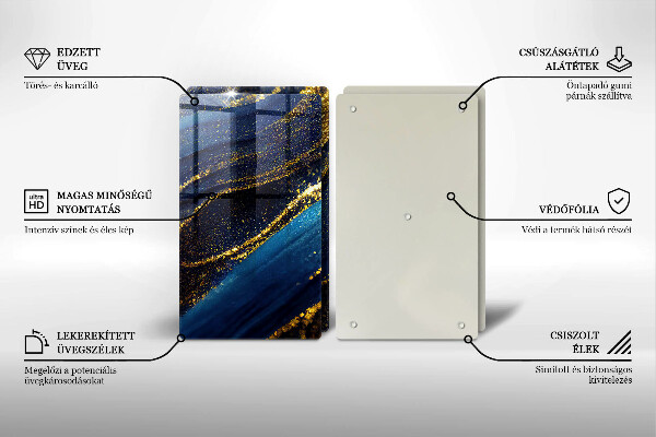 Skleněné krájecí prkénko Námořnická modrá abstrakce