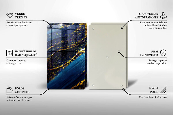 Skleněné krájecí prkénko Námořnická modrá abstrakce