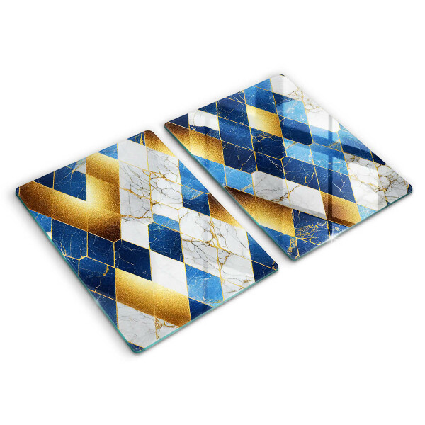 Skleněné krájecí prkénko Zlaté mramorové kosočtverce