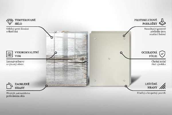 Skleněné krájecí prkénko Světlá struktura dřeva