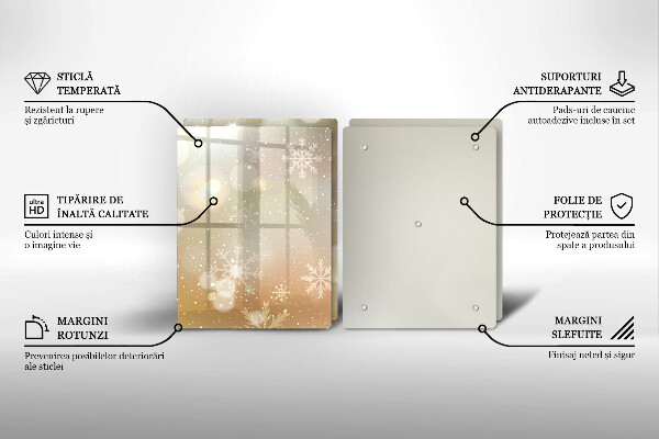 Skleněné krájecí prkénko Sněhové vločky