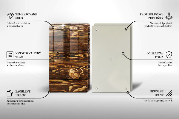 Skleněné krájecí prkénko Textura dřeva