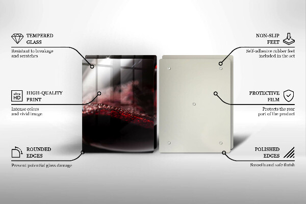 Skleněné krájecí prkénko Červené víno ve sklenici