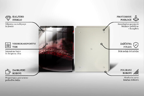 Skleněné krájecí prkénko Červené víno ve sklenici