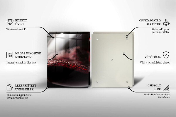 Skleněné krájecí prkénko Červené víno ve sklenici