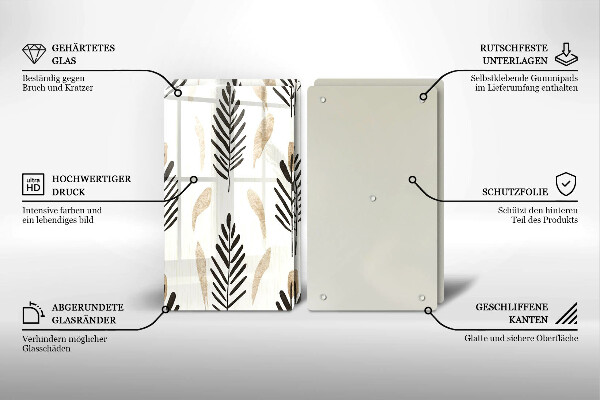 Skleněné krájecí prkénko Boho rostliny