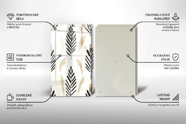 Skleněné krájecí prkénko Boho rostliny