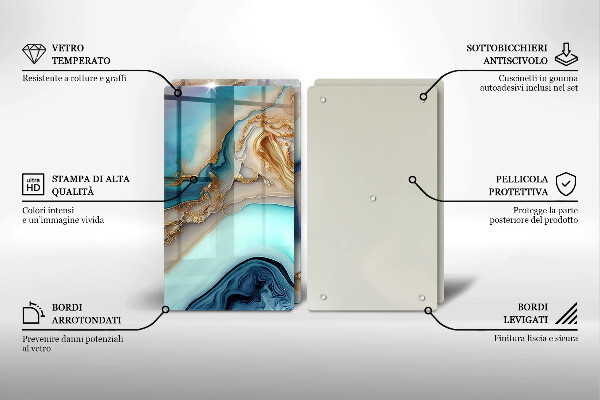 Krájecí prkénko skleněné Vícebarevný mramor