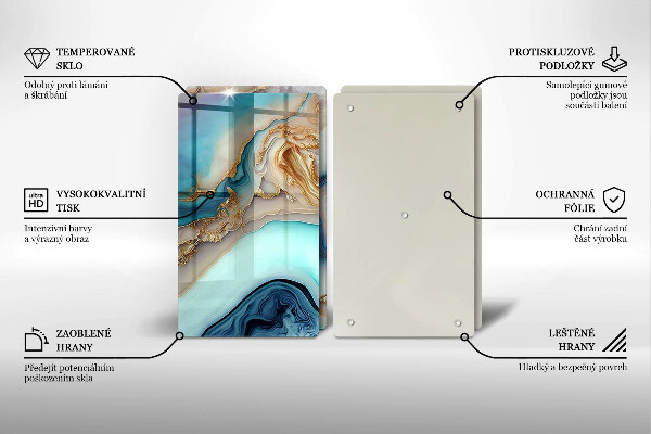 Krájecí prkénko skleněné Vícebarevný mramor