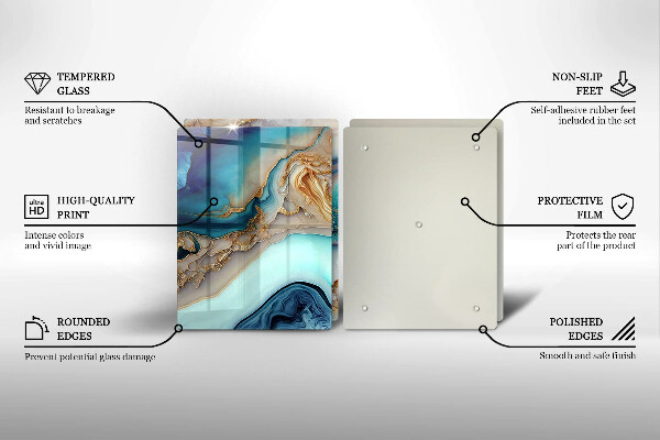 Krájecí prkénko skleněné Vícebarevný mramor