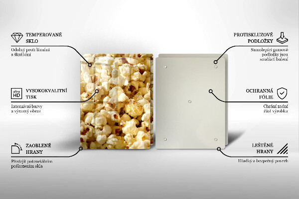 Krájecí prkénko skleněné Popcorn