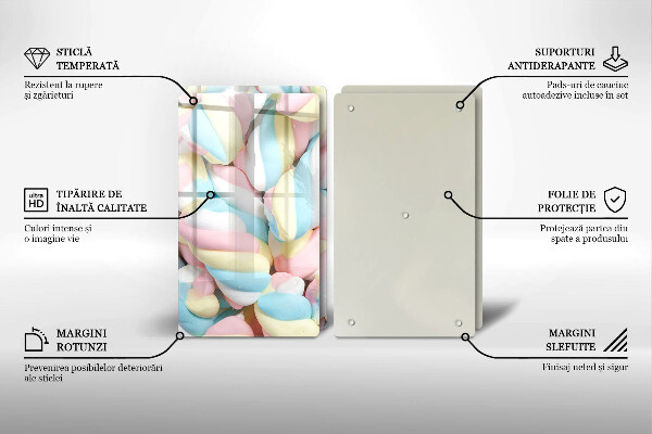 Krájecí prkénko skleněné Barevné marshmallows