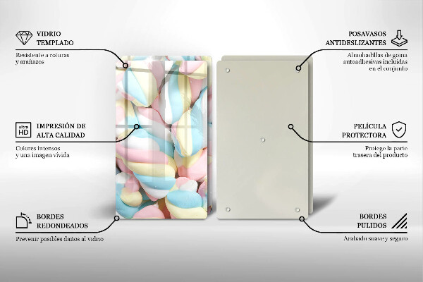 Krájecí prkénko skleněné Barevné marshmallows