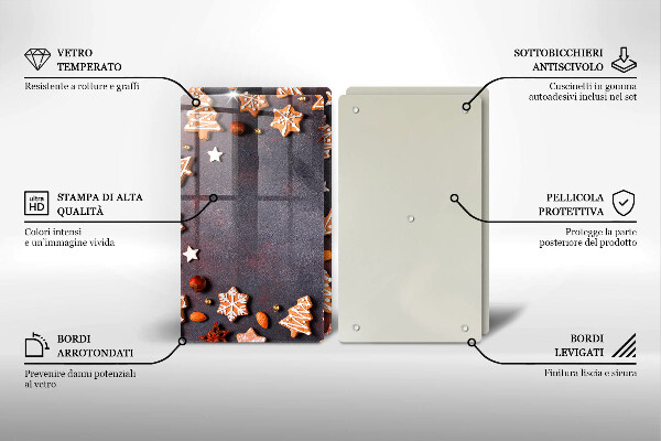 Krájecí prkénko skleněné Perníkové vánoce