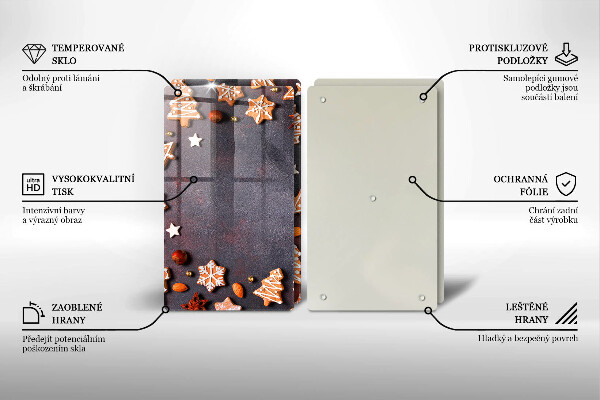 Krájecí prkénko skleněné Perníkové vánoce