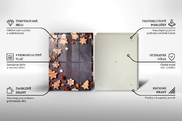 Krájecí prkénko skleněné Perníkové vánoce