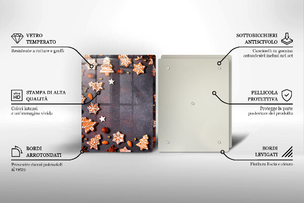 Krájecí prkénko skleněné Perníkové vánoce