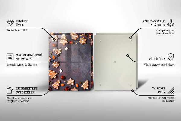 Krájecí prkénko skleněné Perníkové vánoce