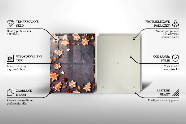 Krájecí prkénko skleněné Perníkové vánoce